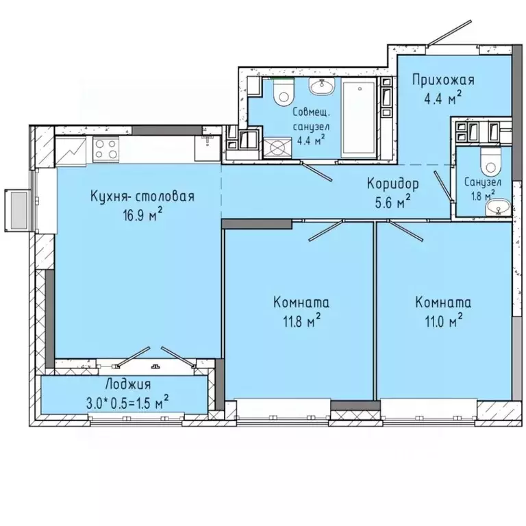 2-к кв. Удмуртия, Ижевск ул. Ленина, 91/1 (57.5 м) - Фото 0