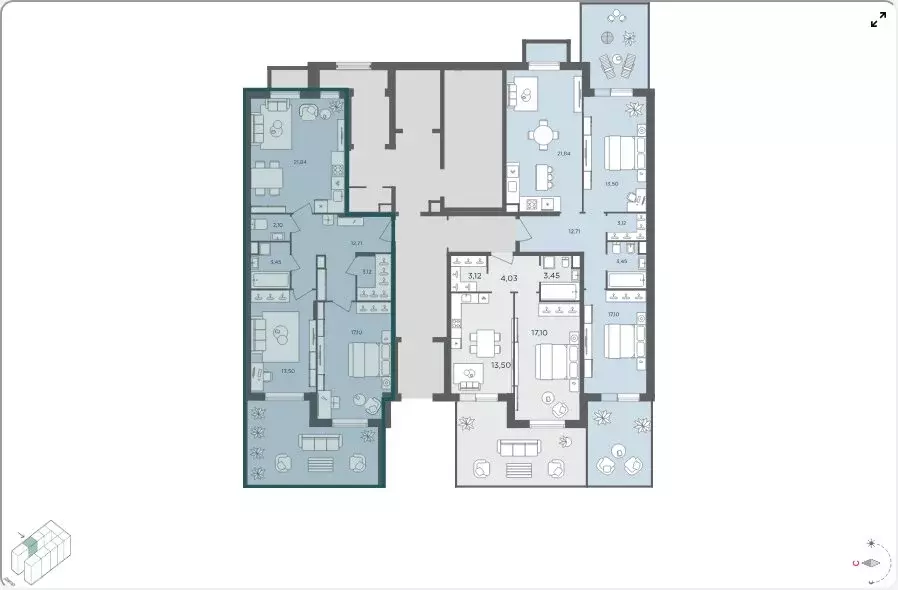 3-комнатная квартира: село Перхушково, микрорайон Равновесие, 8 (73.8 ... - Фото 2