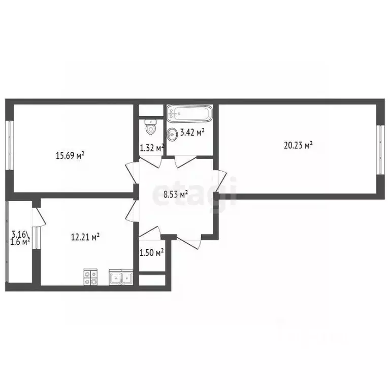 2-к кв. Санкт-Петербург ул. Богословская, 4к1 (65.0 м) - Фото 2