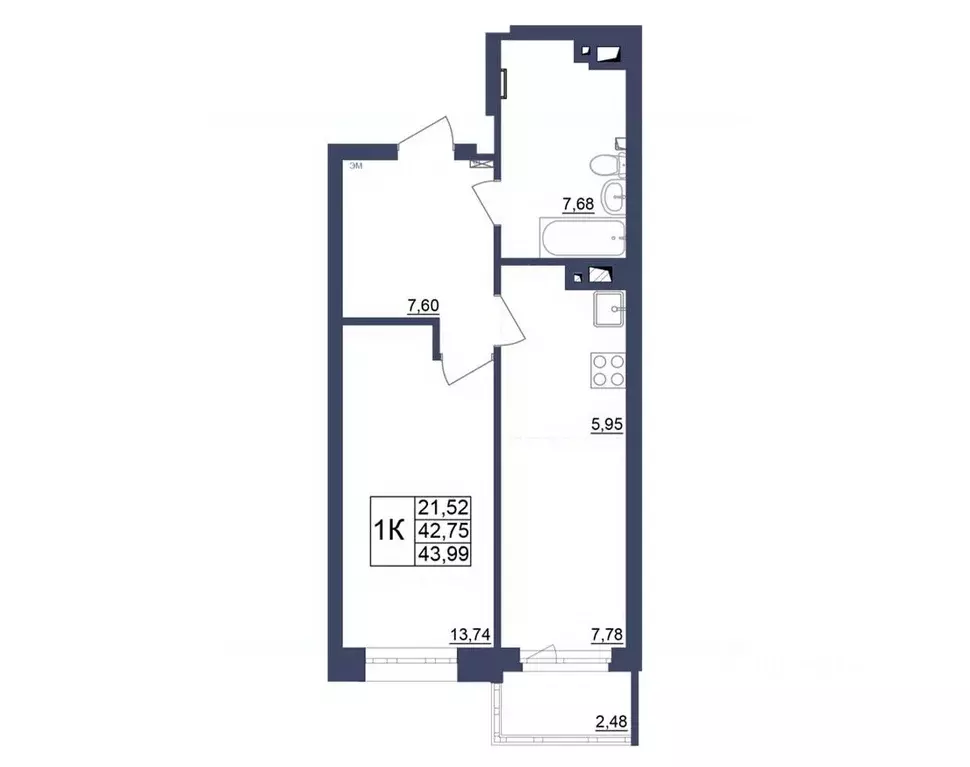 1-к кв. Башкортостан, Уфа Космос жилой комплекс, лит1 (44.24 м) - Фото 1