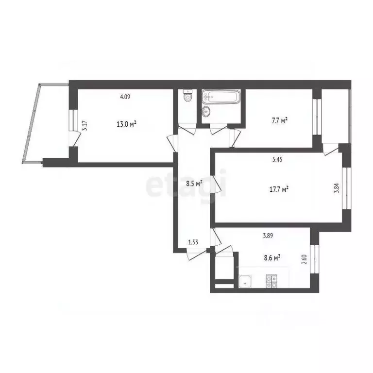 3-к кв. Крым, Симферополь ул. Куйбышева (64.0 м) - Фото 2