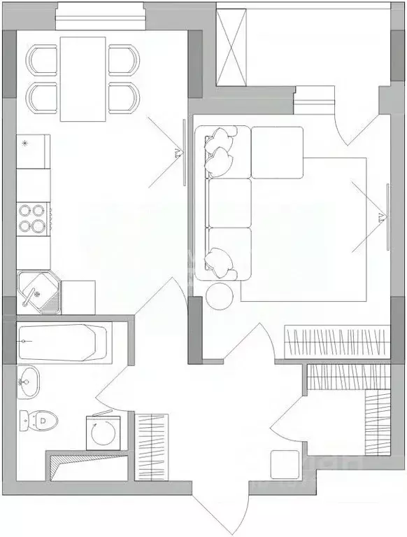 1-к кв. Липецкая область, Липецк ул. Тельмана, 120 (45.6 м) - Фото 2