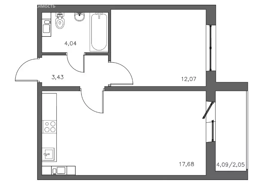 1-комнатная квартира: Оренбург, проспект Победы, 153 (44 м) - Фото 0