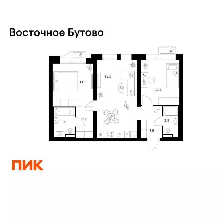 2-к кв. Московская область, Ленинский городской округ, Боброво пгт ... - Фото 1