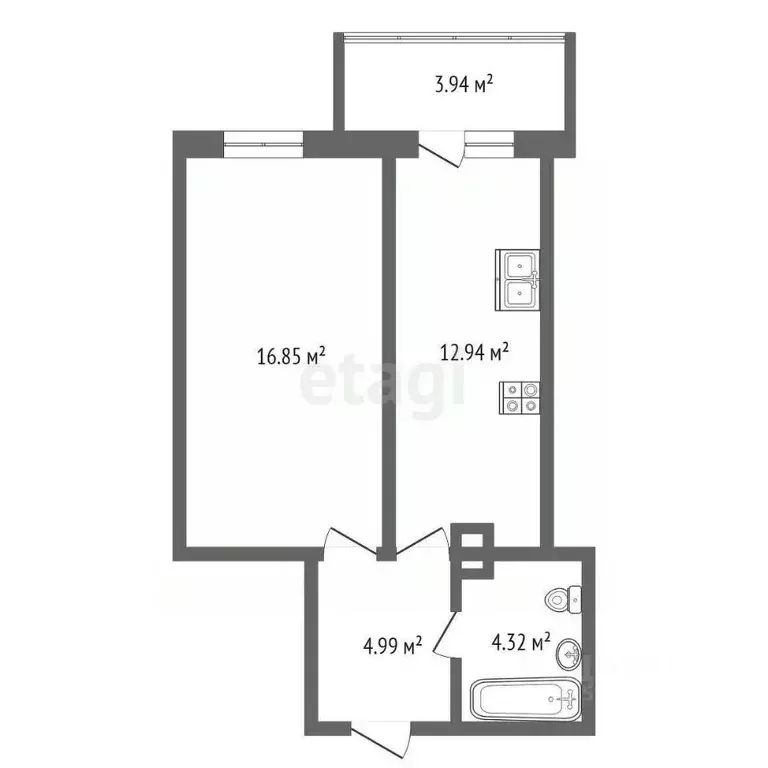 1-к кв. Ростовская область, Ростов-на-Дону ул. Ларина, 45с11 (41.0 м) - Фото 1