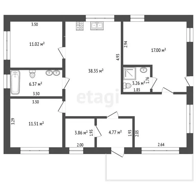 Дом в Тюменский муниципальный округ, деревня Падерина (101 м) - Фото 1