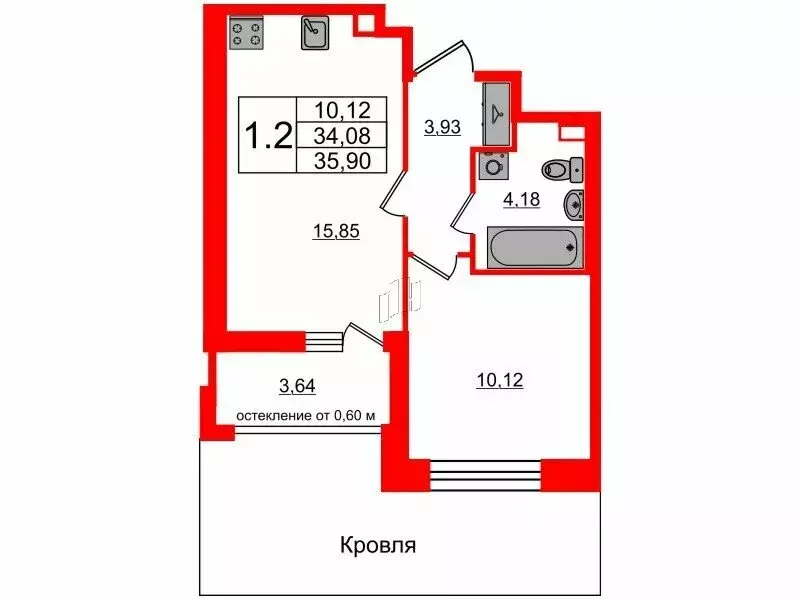 1-комнатная квартира: Санкт-Петербург, Кубинская улица, 78Е (34.08 м) - Фото 0