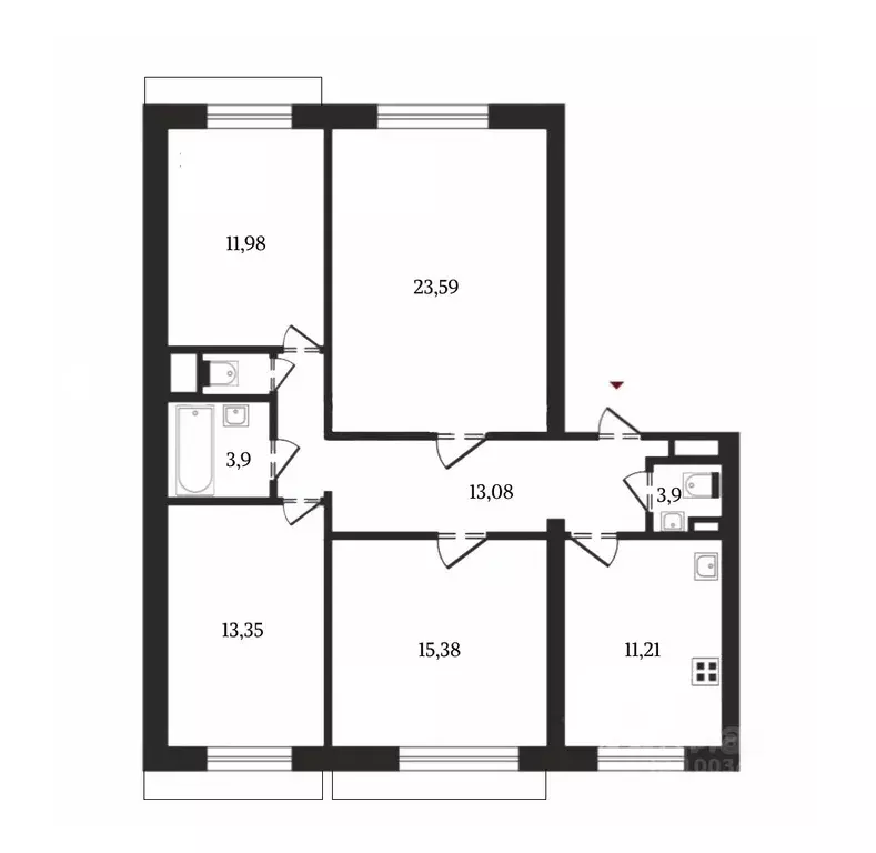 4-к кв. Москва ул. Николая Старостина, 13 (93.0 м) - Фото 2