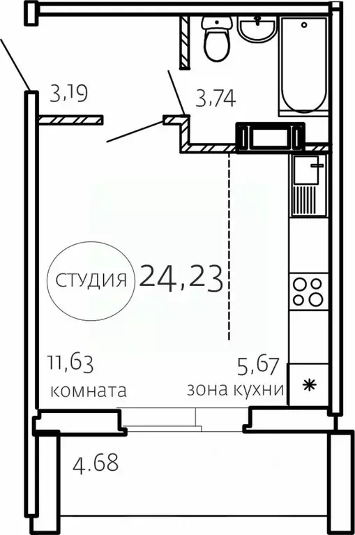 Студия Челябинская область, Челябинск ул. Маршала Чуйкова, 26 (24.23 ... - Фото 0