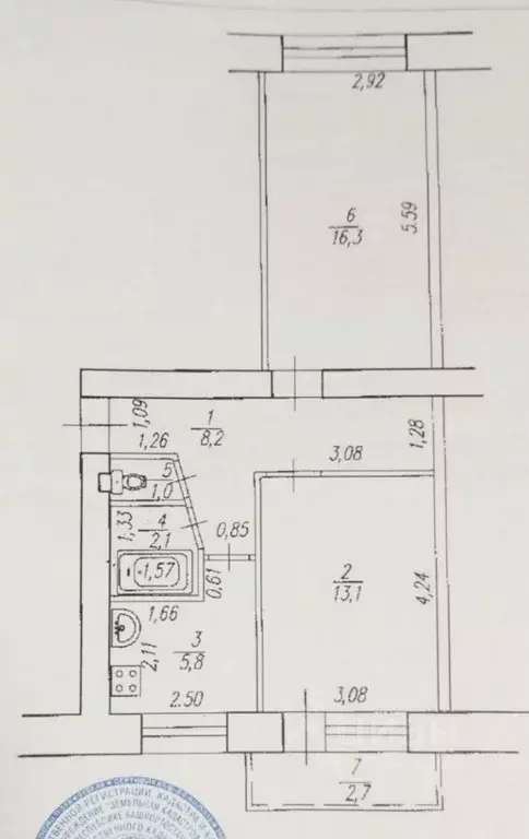 2-к кв. башкортостан, уфа революционная ул, 109 (46.0 м) - Фото 0