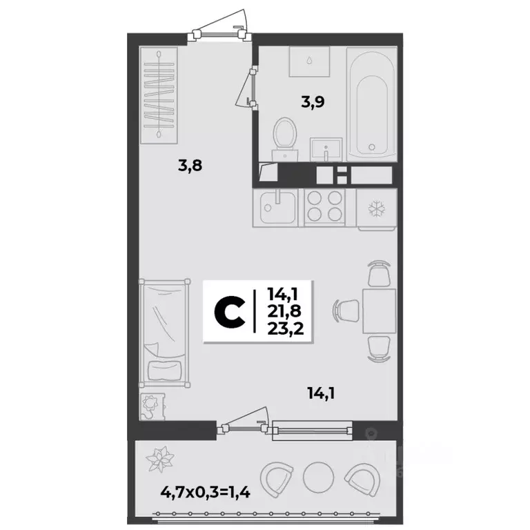 2-к кв. Краснодарский край, Краснодар  (62.2 м) - Фото 0