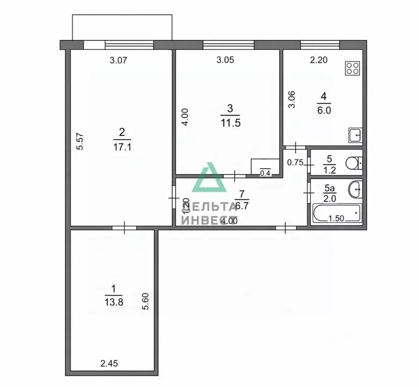 3-к кв. Башкортостан, Уфа Баязита Бикбая ул., 18 (59.9 м) - Фото 2