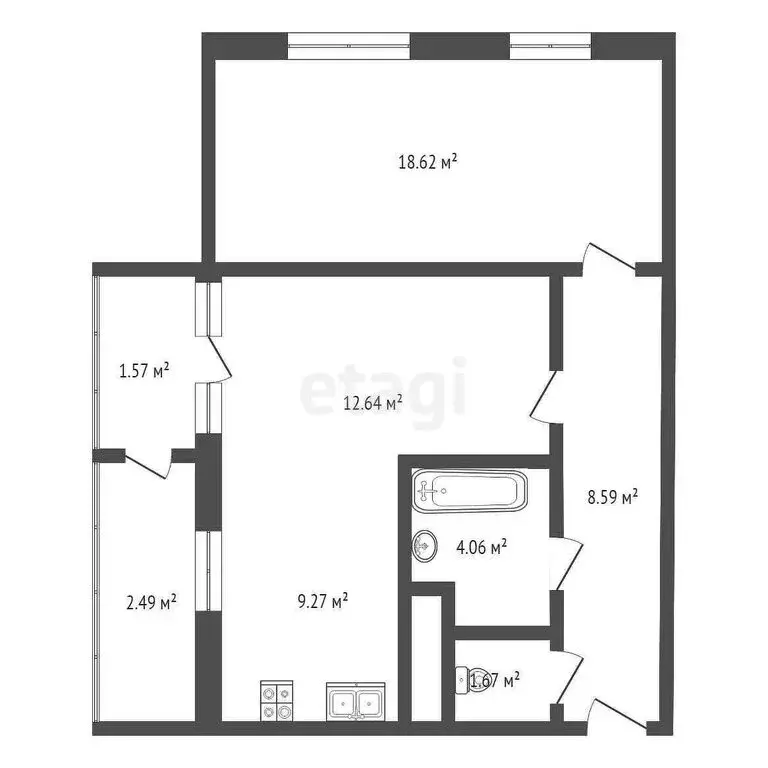 1-комнатная квартира: Туапсе, улица Портовиков, 39/3 (54.5 м) - Фото 0