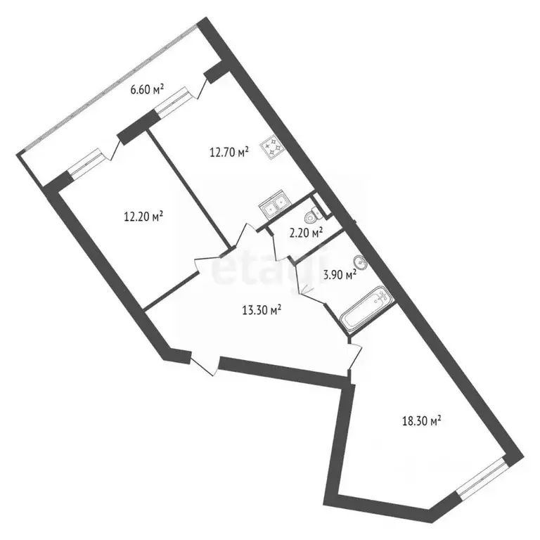 2-к кв. Санкт-Петербург ул. Парфеновская, 7к1 (62.6 м) - Фото 1