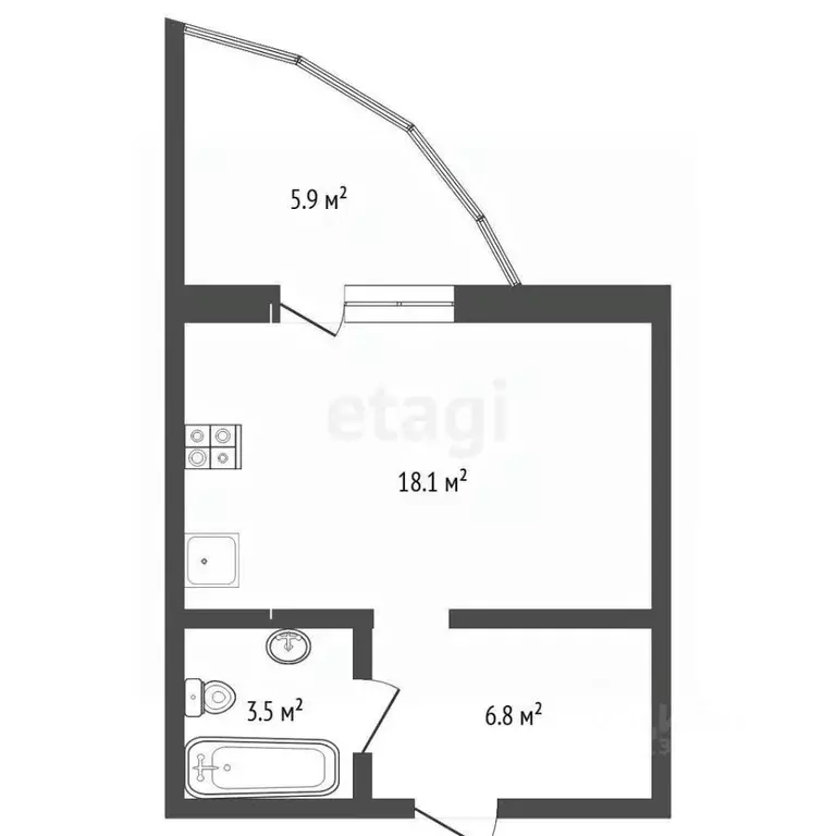 Студия Тюменская область, Тюмень ул. Чернышевского, 2Бк11 (29.1 м) - Фото 0