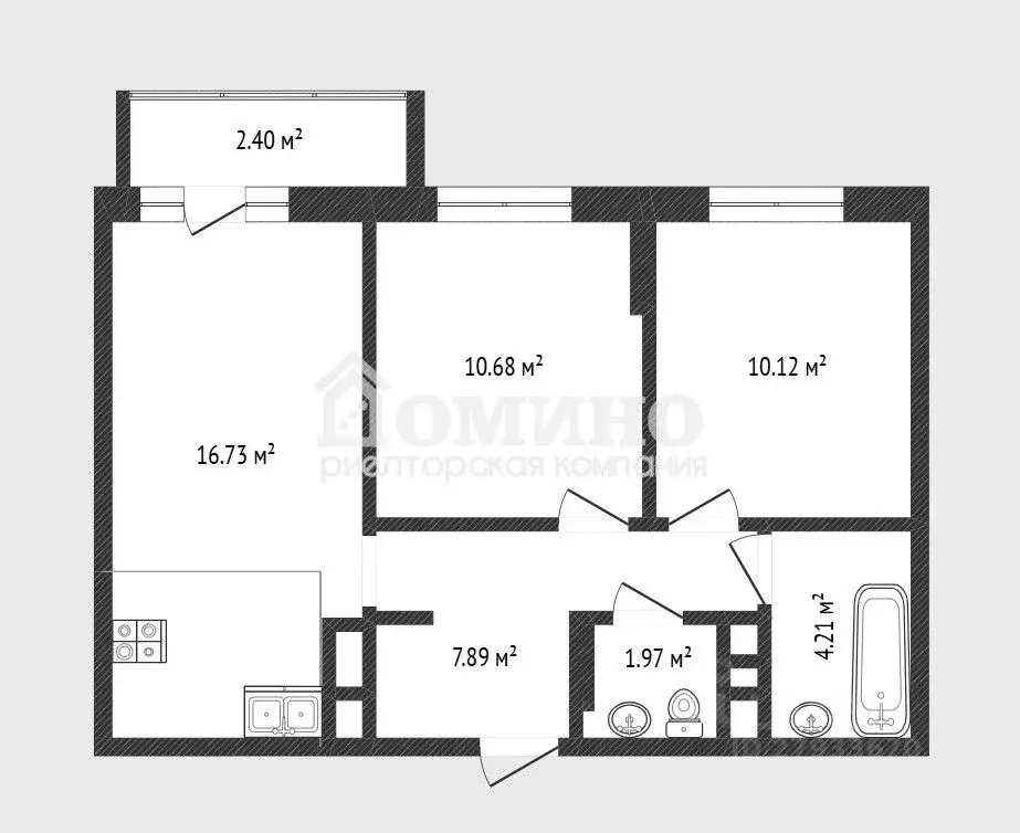 2-к кв. Тюменская область, Тюмень ул. Краснооктябрьская, 16 (52.2 м) - Фото 2