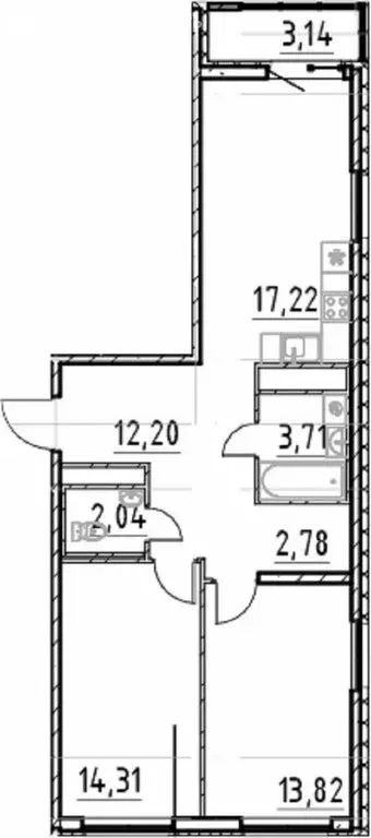 2-комнатная квартира: деревня Новосаратовка, улица Первых, 4к3 (69.22 ... - Фото 0