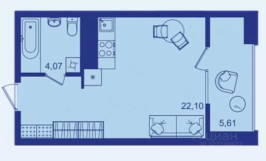 Студия Брянская область, Брянск ул. Имени И.Н. Лысенко, 12 (31.3 м) - Фото 1