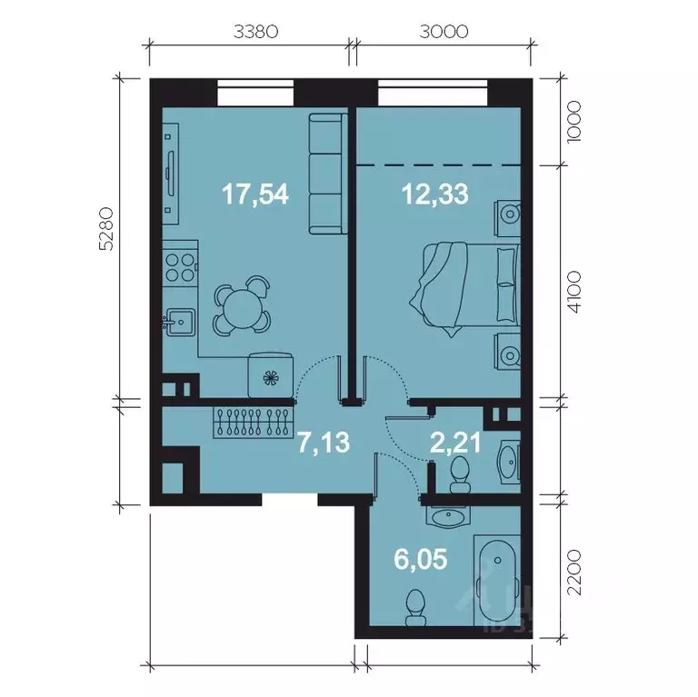 2-к кв. Иркутская область, Иркутск наб. Верхняя, 137 (48.21 м) - Фото 1