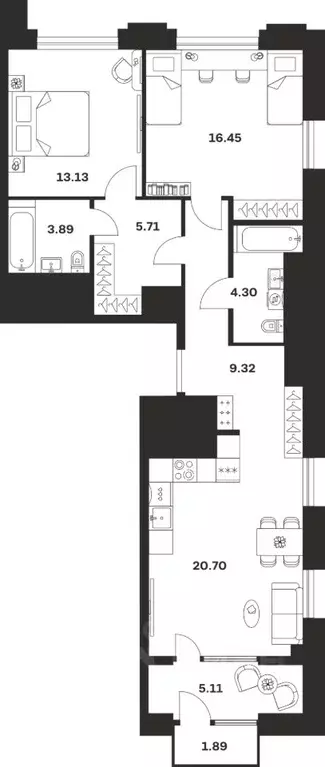 2-к кв. Тульская область, Тула ул. Болотникова, 4 (80.5 м) - Фото 1