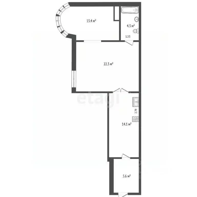 1-к кв. Крым, Ялта муниципальный округ, Восход пгт ул. Авроры, 110 ... - Фото 1