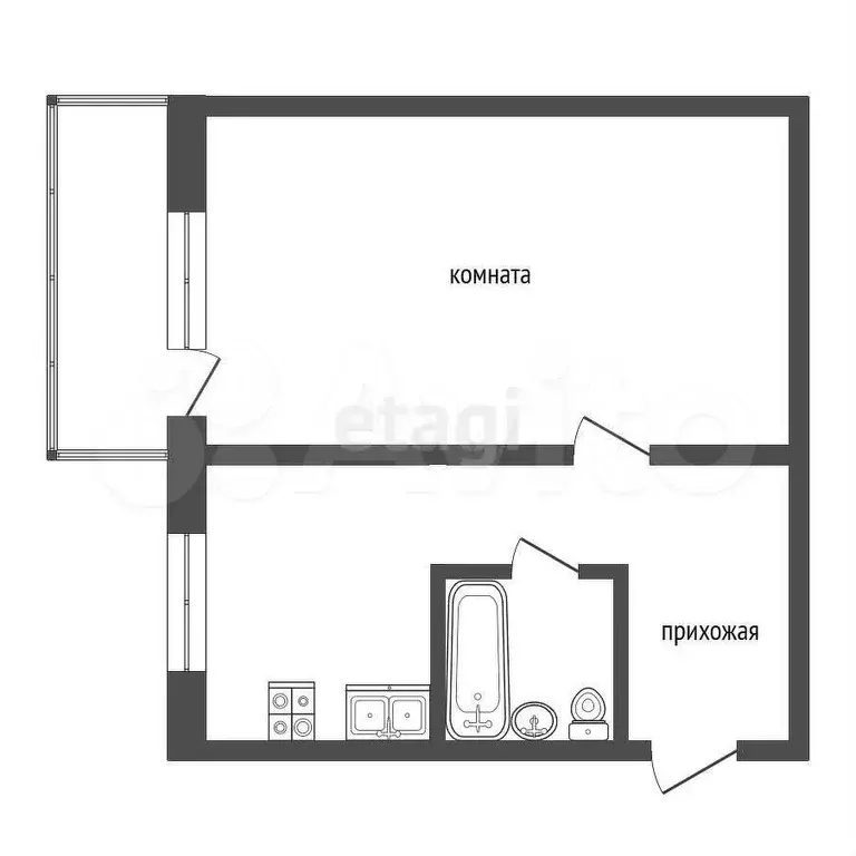 1-к. квартира, 31 м, 3/5 эт. - Фото 0