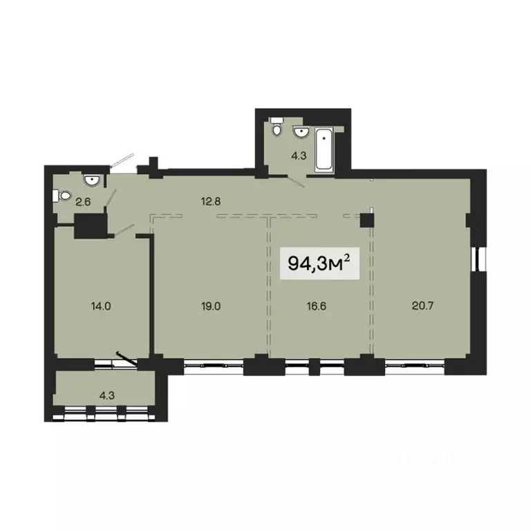 3-к кв. Омская область, Омск ул. Чернышевского, 2к3 (92.0 м) - Фото 0