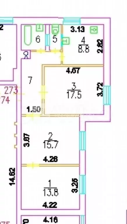 3-к. квартира, 68,6 м, 3/9 эт. - Фото 0