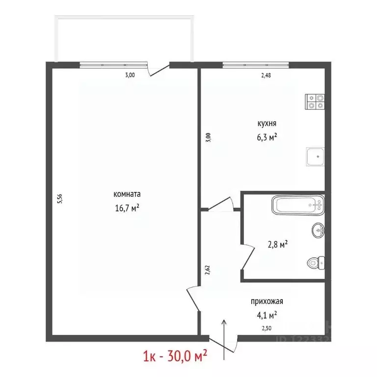 1-к кв. Свердловская область, Заречный Таховская ул., 8 (30.0 м) - Фото 1
