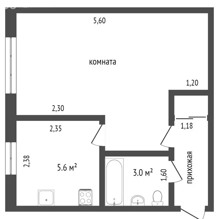1-комнатная квартира: Ишим, улица Карла Маркса, 8 (28.8 м) - Фото 0