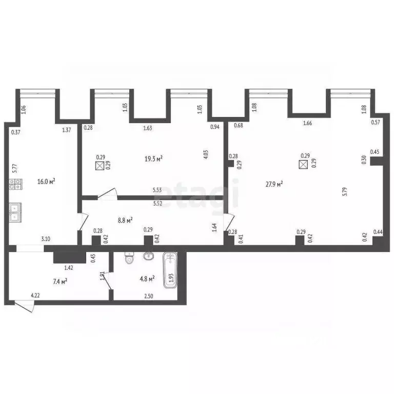 3-к кв. Калининградская область, Калининград Литовский пер., 22 (85.0 ... - Фото 2