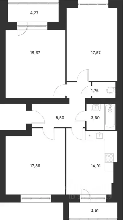 3-к кв. Тульская область, Тула ул. Героев России, 8 (91.45 м) - Фото 0