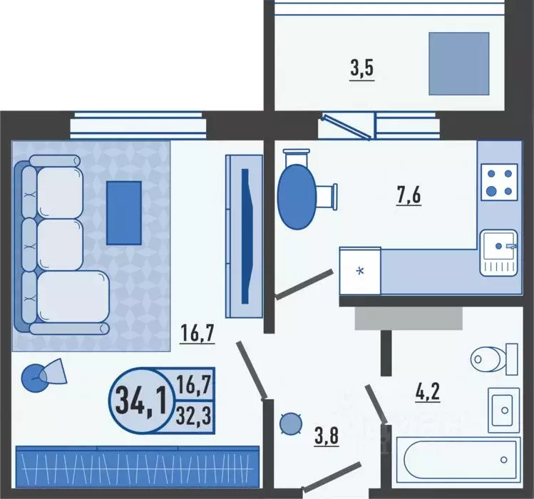 1-к кв. Орловская область, Орловский район, д. Образцово ул. Николая ... - Фото 1