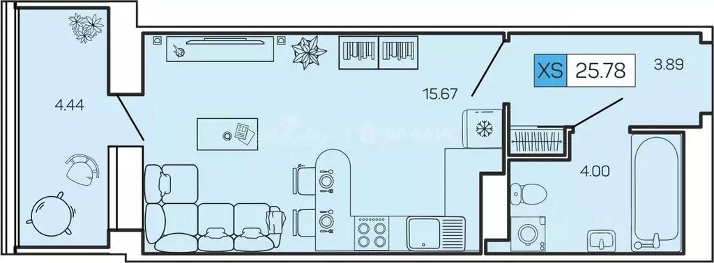 Студия Архангельская область, Архангельск ул. Гагарина, 44 (24.89 м) - Фото 1