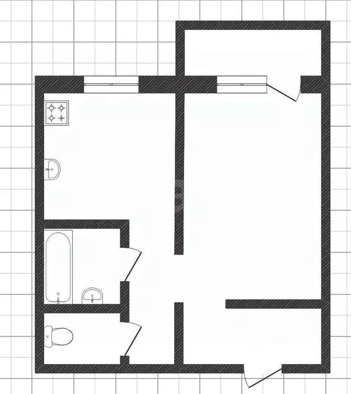 1-к кв. Липецкая область, Липецк ул. Космонавтов, 37/5 (30.2 м) - Фото 2