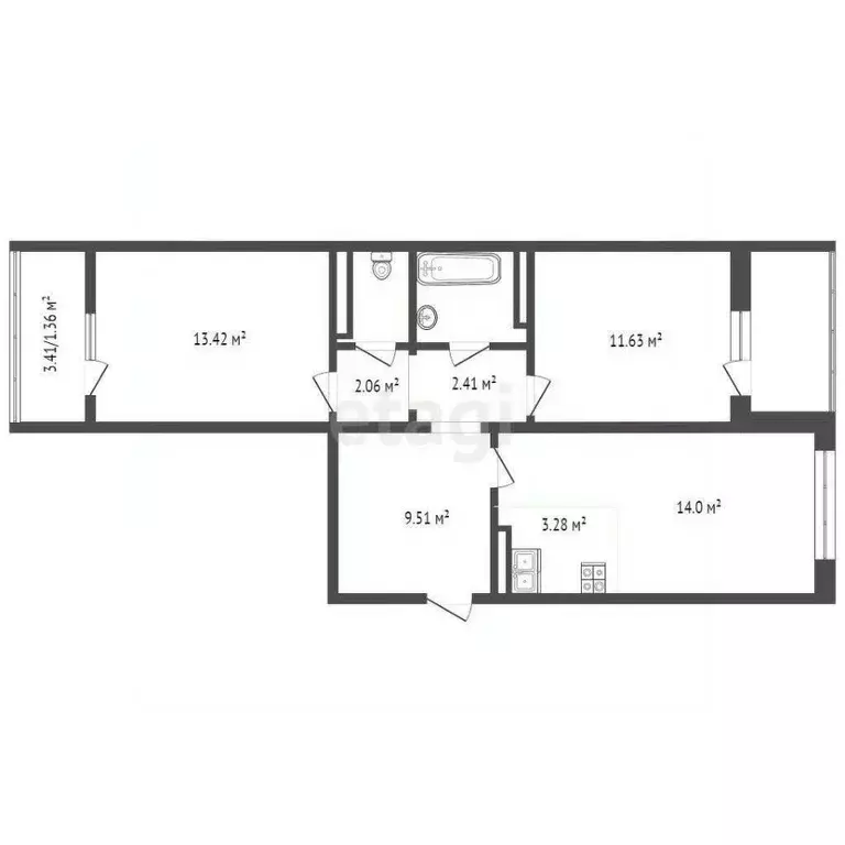 2-к кв. Ростовская область, Ростов-на-Дону ул. Висаитова, 10/9 (65.0 ... - Фото 2