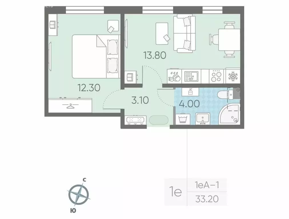 1-комнатная квартира: посёлок Ковалёво, жилой комплекс ЛСР Ржевский ... - Фото 1