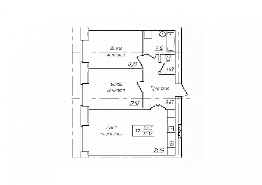 3-к кв. Чувашия, Чебоксары ул. Фридриха Энгельса, поз7 (65.13 м) - Фото 1