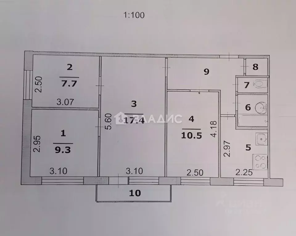 4-к кв. Белгородская область, Белгород ул. Щорса, 2 (61.1 м) - Фото 1