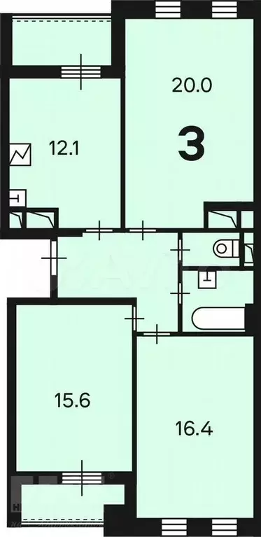 Аукцион: 3-к. квартира, 75,9 м, 9/17 эт. - Фото 1