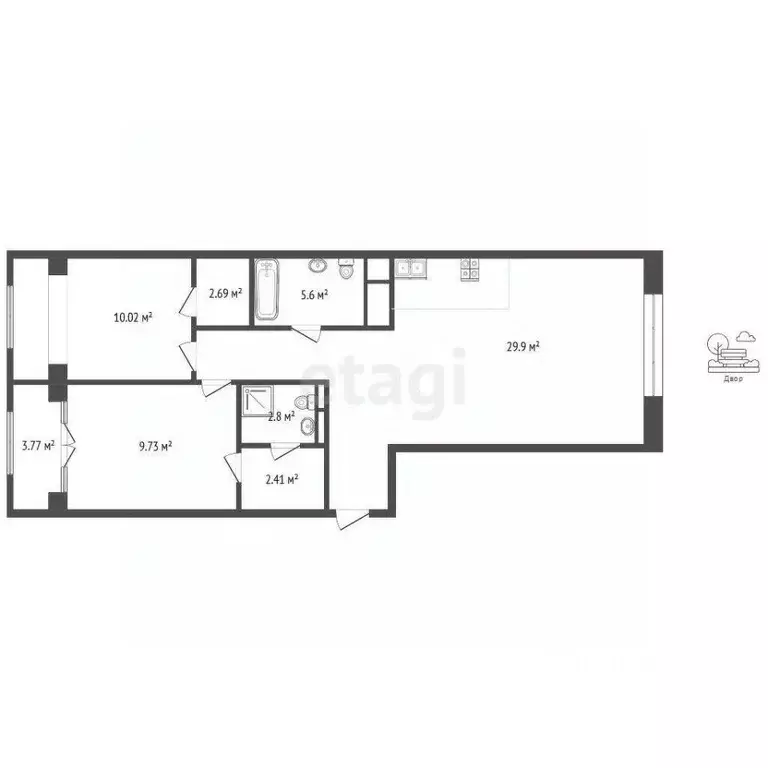 2-к кв. Ханты-Мансийский АО, Сургут Пролетарский просп., с9 (79.9 м) - Фото 2