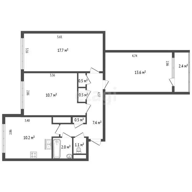 3-комнатная квартира: Санкт-Петербург, проспект Маршала Жукова, 18 (64 ... - Фото 1