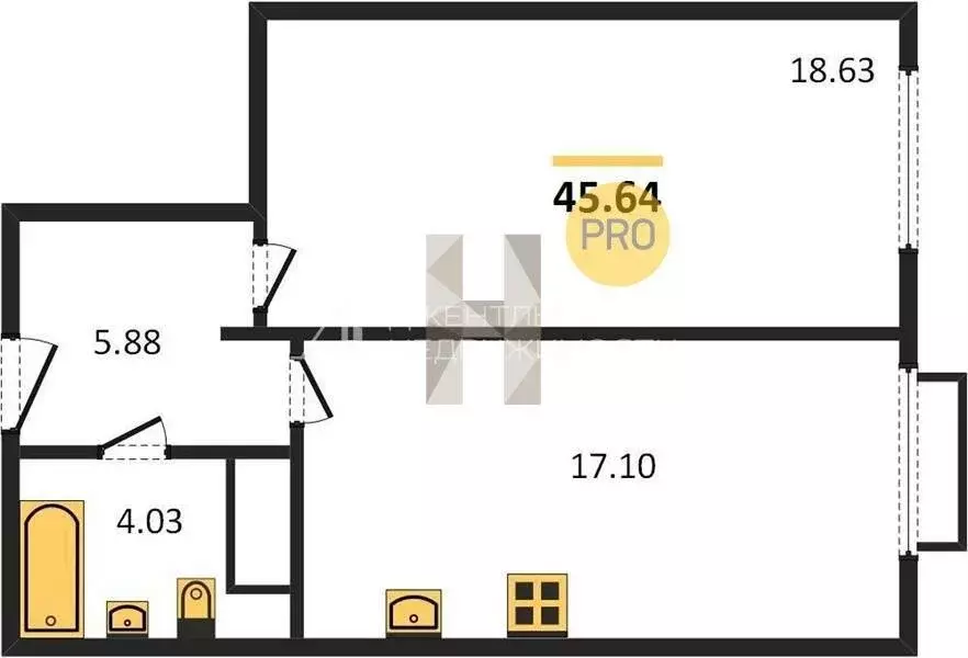 1-комнатная квартира: Пенза, Ладожская улица, 9 (46.2 м) - Фото 1