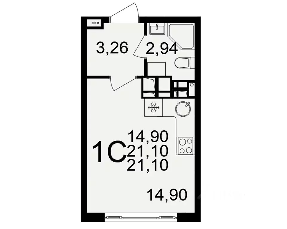 1-к кв. Тульская область, Тула  (21.1 м) - Фото 0