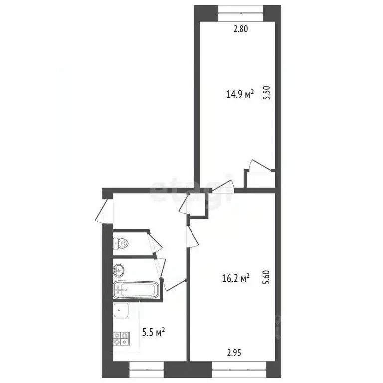 2-к кв. Псковская область, Печоры Вокзальная ул., 9 (44.8 м) - Фото 1