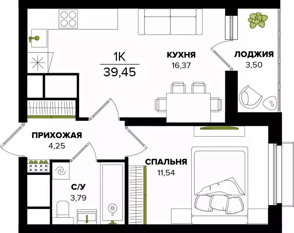 1-к кв. Тульская область, Тула  (39.45 м) - Фото 0