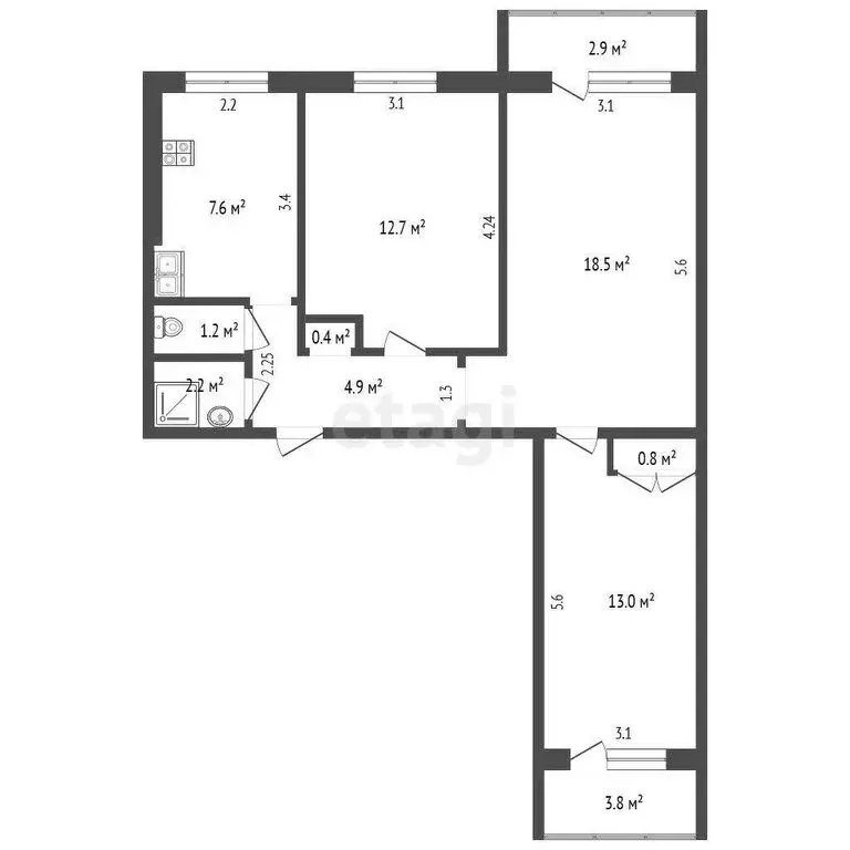 3-комнатная квартира: Комсомольск-на-Амуре, Магистральное шоссе, 17к4 ... - Фото 0