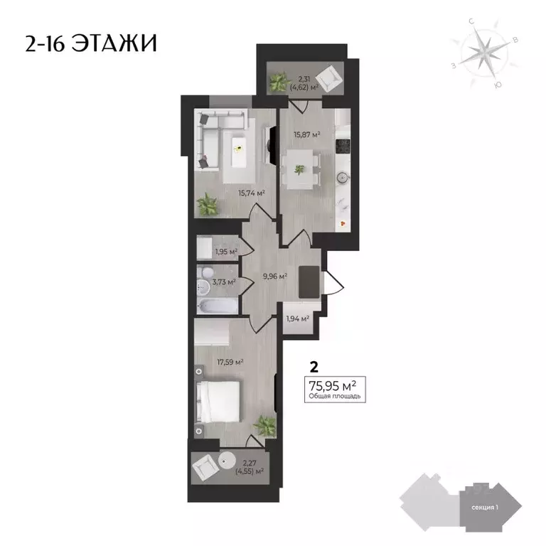 2-к кв. Удмуртия, Ижевск Камбарская ул., 3 (75.95 м) - Фото 0