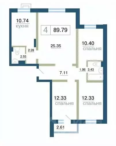 4-к кв. Красноярский край, Красноярск ул. Елены Стасовой, 48А (89.79 ... - Фото 0