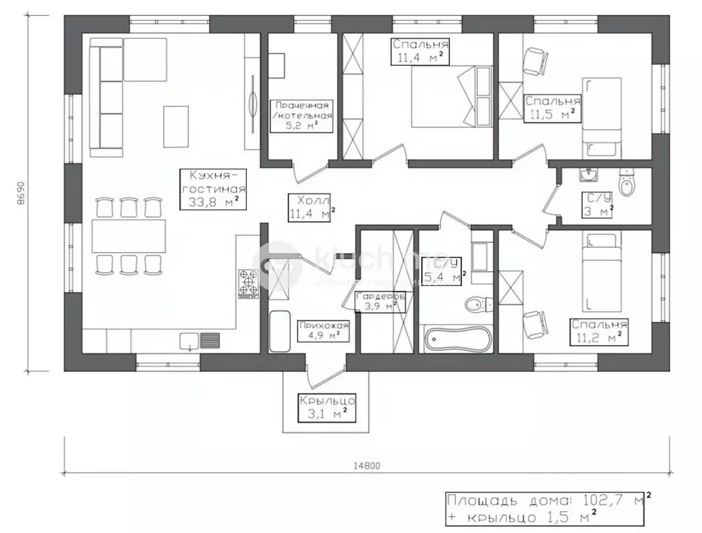 Дом в Татарстан, Зеленодольск Демократическая ул., 10 (102 м) - Фото 2